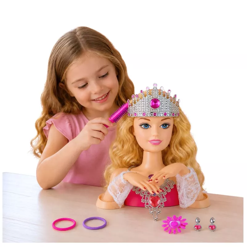 LEAN TOYS Beauty Fashion bábika hlava na česanie s príslušenstvom, blond vlasy, 25 cm, pre deti od 3 rokov