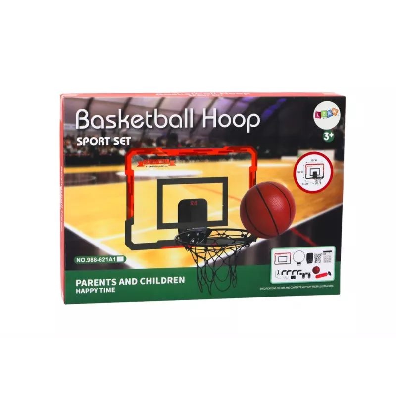 LEAN TOYS detský basketbalový kôš zadná doska počítadlo lopta sada