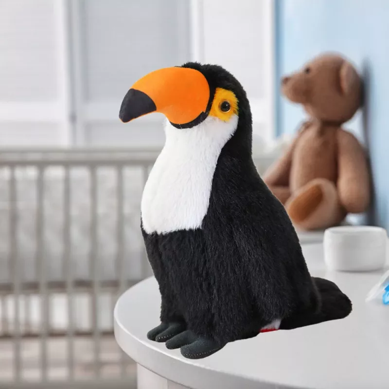LEAN TOYS plyšový tukan vták plyšová hračka maskot maznáčik biely 30cm