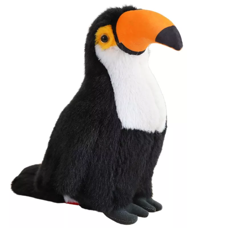 LEAN TOYS plyšový tukan vták plyšová hračka maskot maznáčik biely 30cm