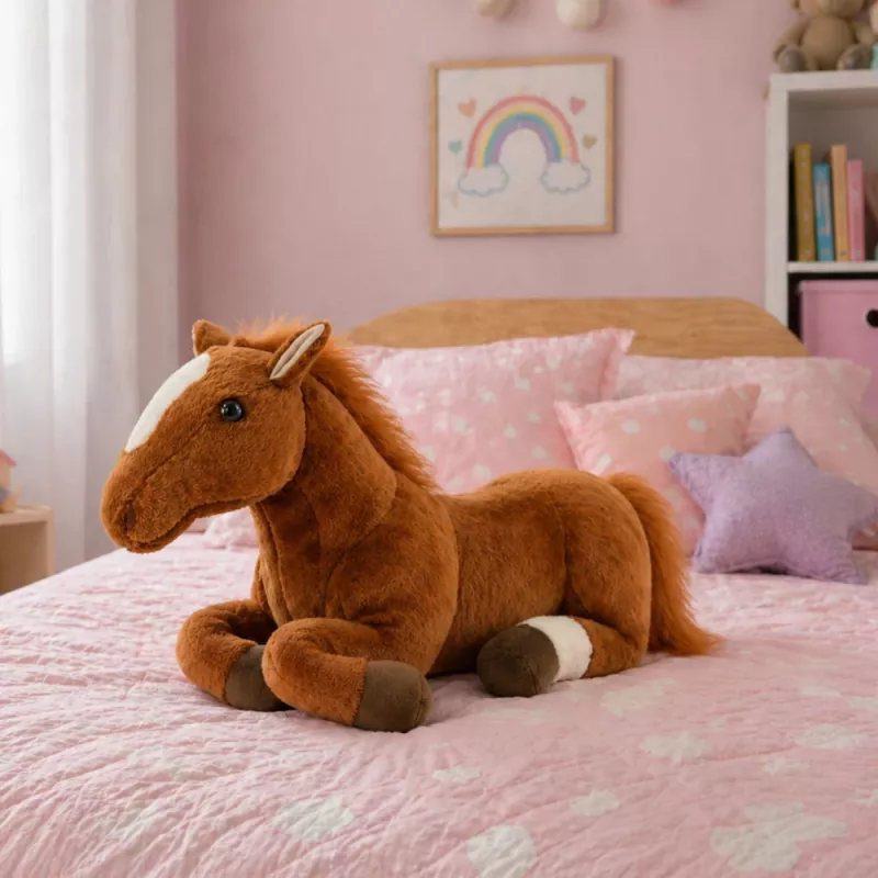 LEAN TOYS hnedý plyšový kôň plyšová hračka maznáčik 40cm