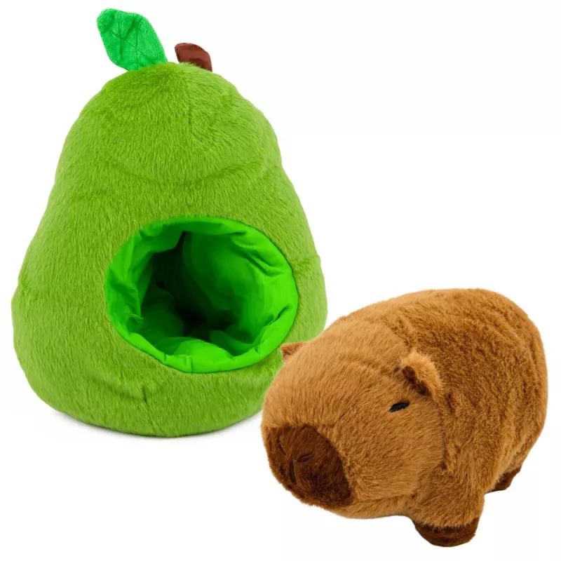 LEAN TOYS Zelené avokádo s kapybarou 2-in-1 obojstranná plyšová hračka 35 cm