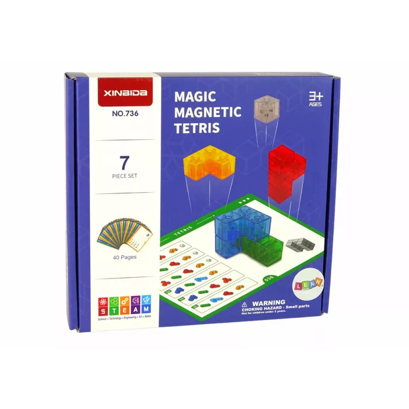 LEAN TOYS Magic Magnetic Cube 7 Elements - magnetické 3D puzzle, 7 dielov, viacfarebné, vzdelávacia hračka od 6 rokov