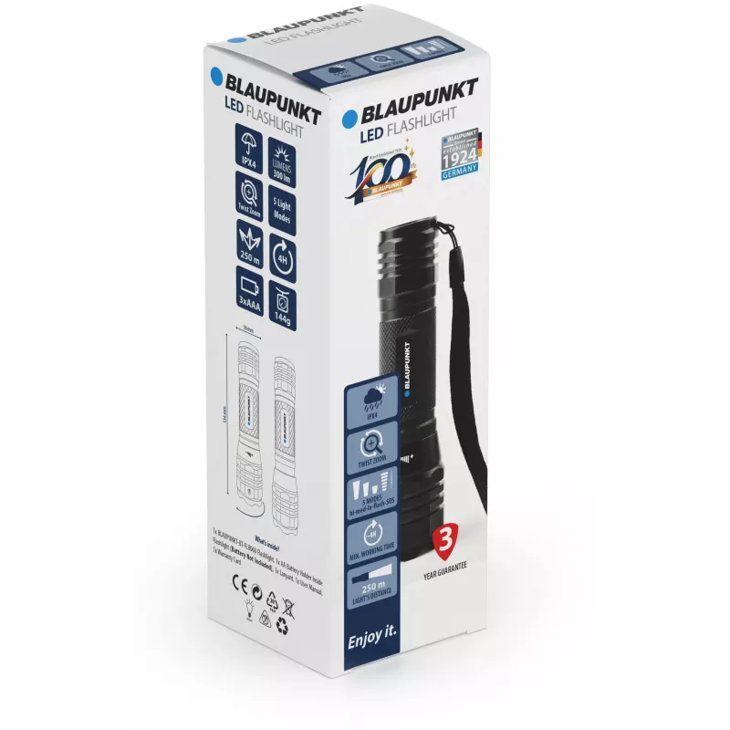 Blaupunkt BT-FL8060 LED baterka so zoomom, 300 lm (BLAUPUNKTBT-FL8060)
