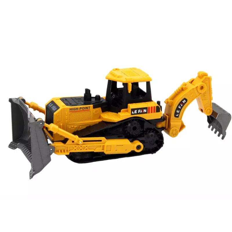 LEAN TOYS pásový bagger stavebný stroj s 2 lopatkami žltý