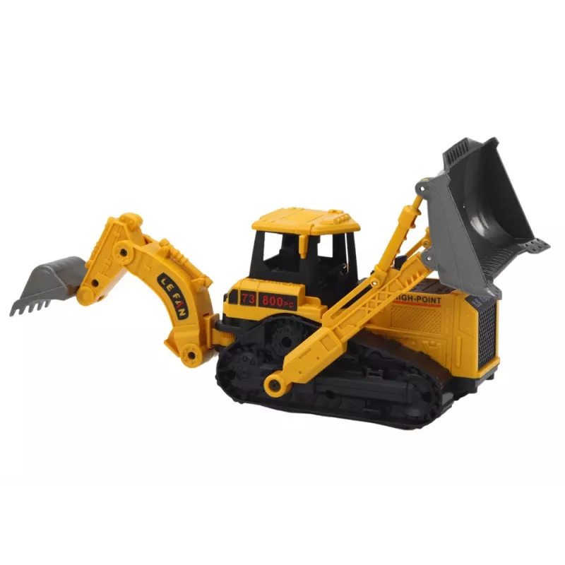 LEAN TOYS pásový bagger stavebný stroj s 2 lopatkami žltý