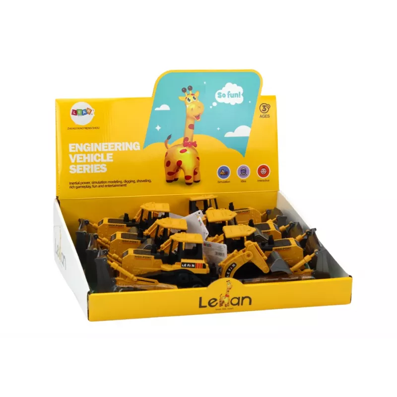 LEAN TOYS pásový bagger stavebný stroj s 2 lopatkami žltý