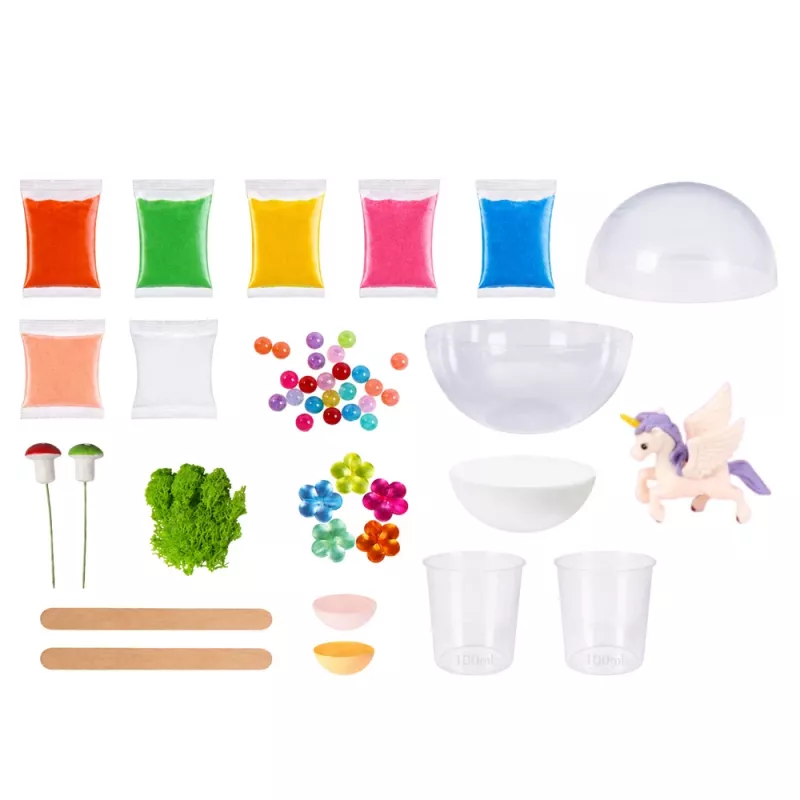 LEAN TOYS súprava na pestovanie kryštálov jednorožec terárium s DIY osvetlením