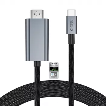 TECH-PROTECT ULTRABOOST kábel USB-C na HDMI 2.1 8K 60Hz 200cm železnosivá