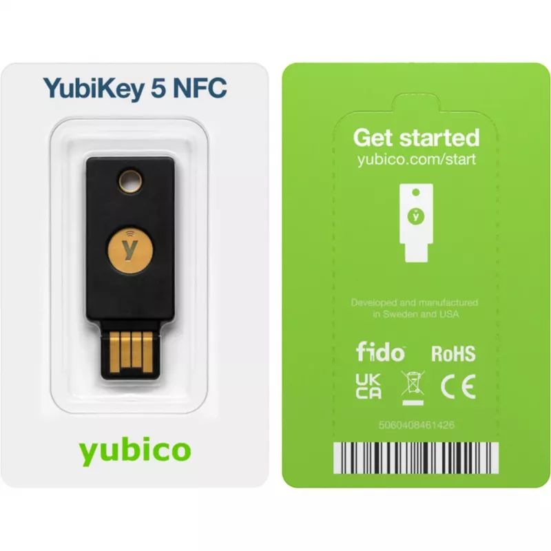 YubiKey 5 NFC bezpečnostný kľúč, balenie 2 ks (čierna/zlatá, USB-A & NFC)