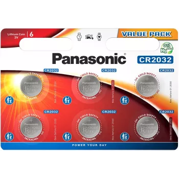 Panasonic Batteries CR-2032EL/6B lítiová gombíková batéria 3V 220mAh (balenie 6 ks)