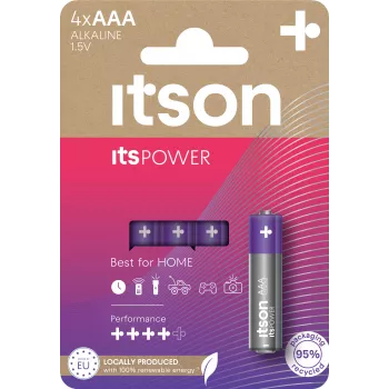 ITSON LR03IPO/4CP alkalické batérie AAA, 1,5 V, blister 4 ks