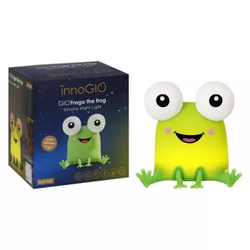 INNOGIO GIOFROGO žabie LED nočné svetlo GIO-165 - nabíjacia silikónová lampa s dotykovým ovládaním, 7 farieb, časovač