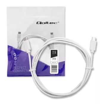 Qoltec USB 2.0 Type-C konektor samec na Type-C konektor samec kábel 2m biely