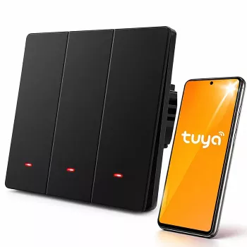 Qoltec 3-kanálový smart Wi-Fi dotykový svetelný vypínač, čierny