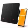 Qoltec 3-kanálový smart Wi-Fi dotykový svetelný vypínač, čierny