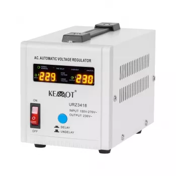 KEMOT SER-500 automatický stabilizátor napätia 500VA 300W reléový typ 230V AC výstup Schuko zásuvka LED indikátory
