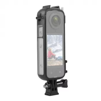 PULUZ PU979B ochranné puzdro s držiakom a dvojitou svetlicou na Insta360 X4 – čierna