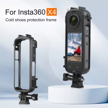 PULUZ PU979B ochranné puzdro s držiakom a dvojitou svetlicou na Insta360 X4 – čierna