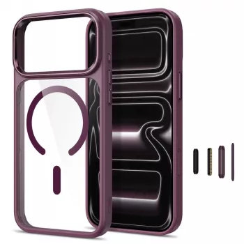 Tech-Protect Magmat MagSafe priehľadné puzdro pre iPhone 17 Pro Max / 18 Pro Max - tmavá čerešňová červená