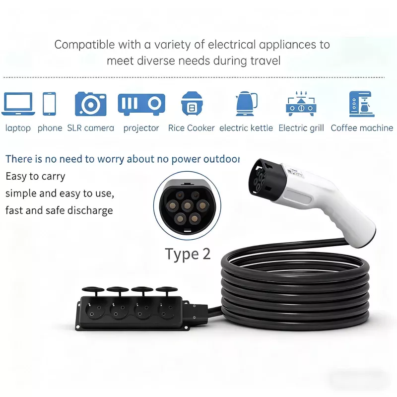 AKYGA AK-SC-E27 V2L adaptér Type 2 na 4x Schuko 16A 3m