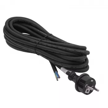 Akyga AK-OT-04S gumený napájací kábel H05RR-F 3 x 1,5 mm², konektor samec CEE-7/7 na otvorený koniec, 5 m, čierny