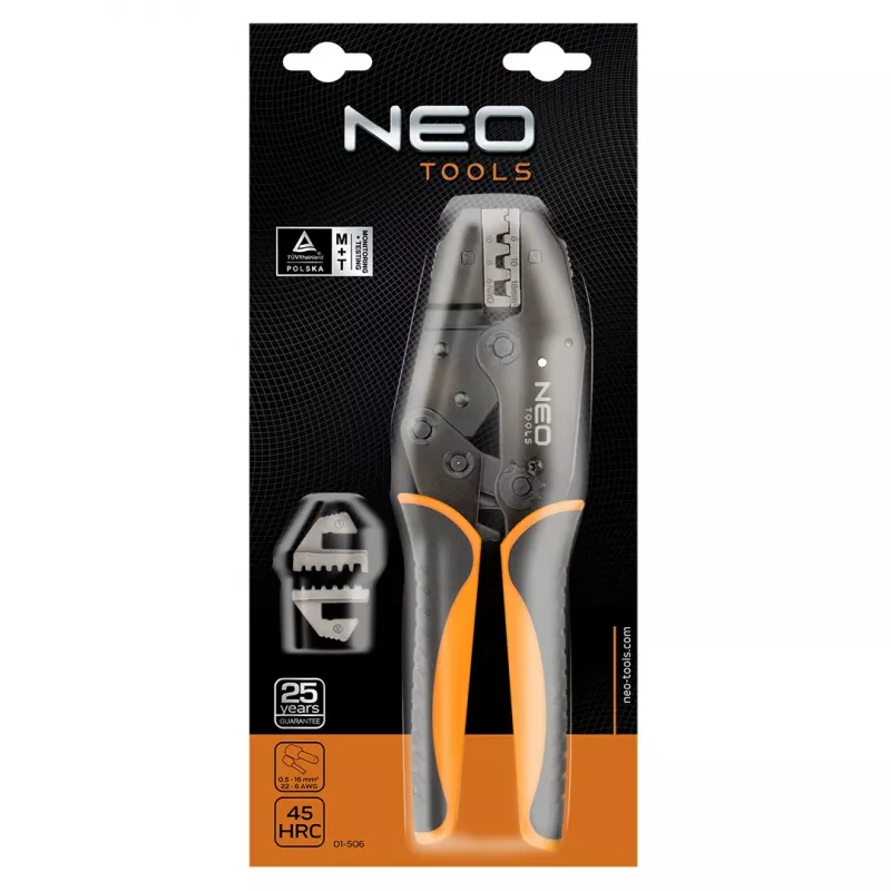 NEO TOOLS Krimpovacie kliešte na dutinky 0,5-16 mm² (22-6 AWG)