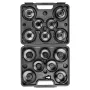 NEO TOOLS sada nástrčných kľúčov na olejové filtre 16-dielna (65-100 mm, pohon 3/8 palca, miskový typ, viacnásobné použitie, oceľ, plastový kufrík)