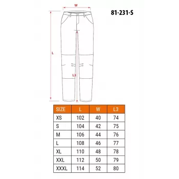 NEO Tools 81-231-S ochranné nohavice, veľkosť S, sivá/čierna, 65% polyester 35% bavlna, 267 g/m², EN ISO 13688:2013