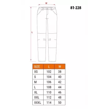 NEO Tools 81-228-XXL ochranné nohavice, sivá/čierna, XXL, 65 % polyester 35 % bavlna, 267 g/m², 10 vreciek, vystužené kolená, reflexné prvky, EN ISO 13688:2013