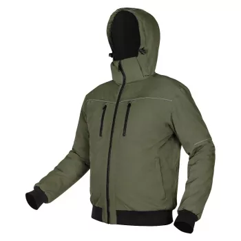 NEO TOOLS izolovaná bunda s kapucňou OUTDOOR, zelená, veľkosť XXL