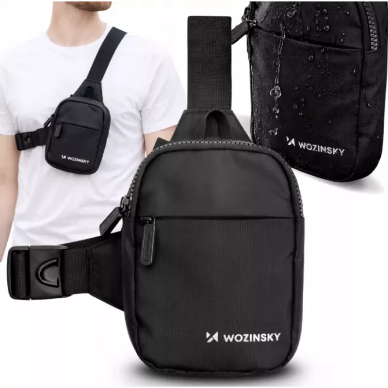 Wozinsky WMS-W1 mini crossbody taška na smartphone, dve priehradky, čierna