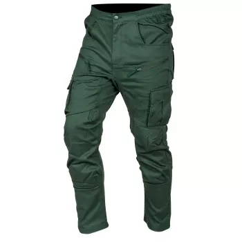 NEO TOOLS OUTDOOR pracovné jogger nohavice, zelená, veľkosť M – strečová bavlna s pútkom na náradie