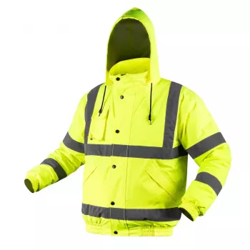 NEO TOOLS vysoko viditeľná ľahko izolovaná bomber pracovná bunda, fluorescenčná žltá, veľkosť S