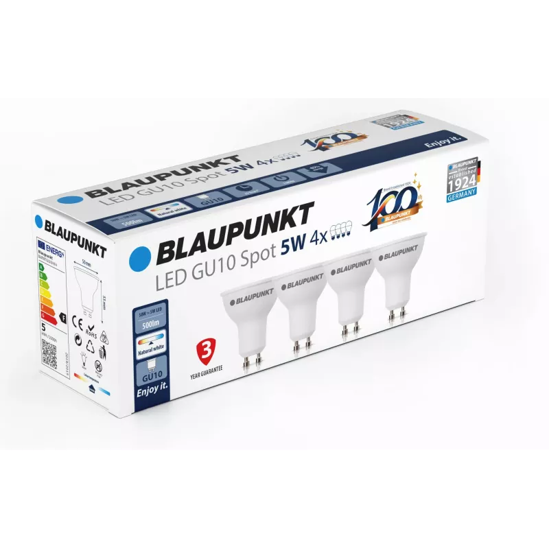 Blaupunkt LED žiarovka GU10 500 lm 5W 4000K, 4 kusy (BLAUPUNKT-GU10-5W-NW-4)