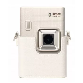LOVEINSTANT sivé ochranné puzdro z PU kože pre Fujifilm Instax Mini LiPlay+ hybridný instantný fotoaparát s ramenným popruhom