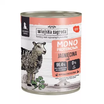 WIEJSKA ZAGRODA Mono Puppy jahňacie - mokré krmivo pre psy - 800g