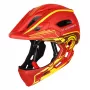 Wozinsky Full-Face detská cyklistická prilba s USB zadným svetlom, červeno-žltá, 52-56 cm