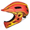 Wozinsky Full-Face detská cyklistická prilba s USB zadným svetlom, červeno-žltá, 52-56 cm