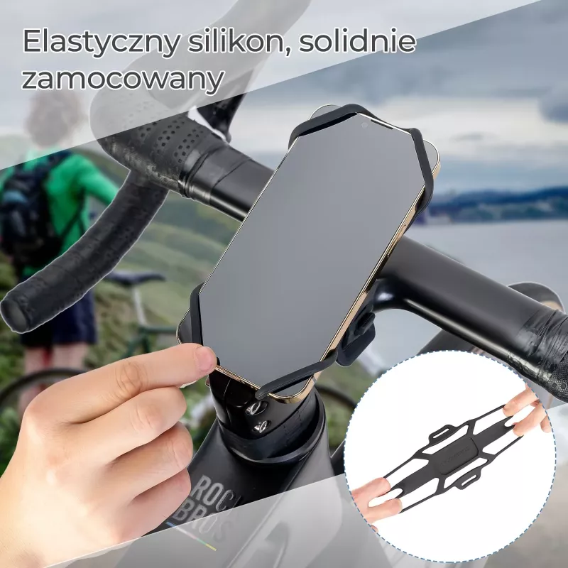 ROCKBROS silikónový držiak na telefón na bicykel - čierny