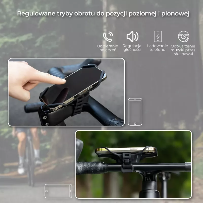 ROCKBROS silikónový držiak na telefón na bicykel - čierny