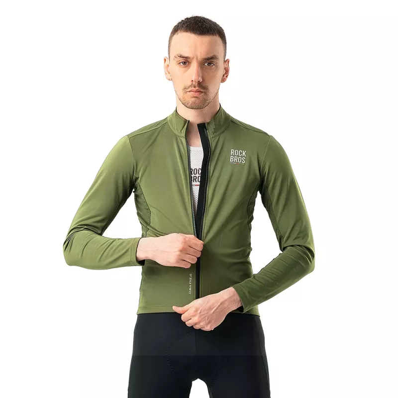 ROCKBROS ROAD TO SKY Vetruodolná termo cyklistická bunda zelená L