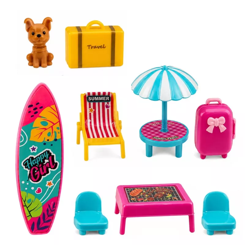 LEAN TOYS Meleks Golfová súprava pre bábiky so psom golfová súprava doplnky na dovolenku