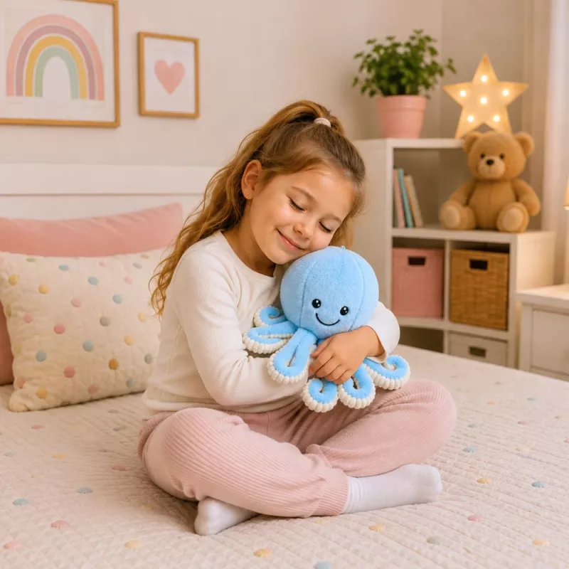 LEAN TOYS Plyšová chobotnica plyšová hračka s elastickými chápadlami modrá 30 cm