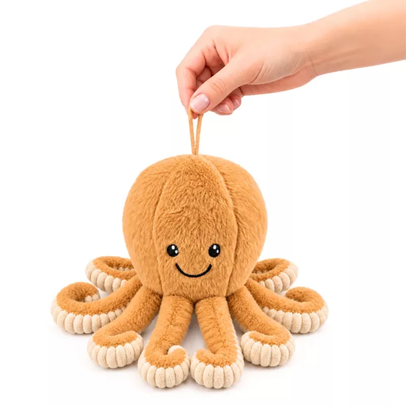 LEAN TOYS Plyšová chobotnica plyšová hračka s elastickými chápadlami béžová 30 cm