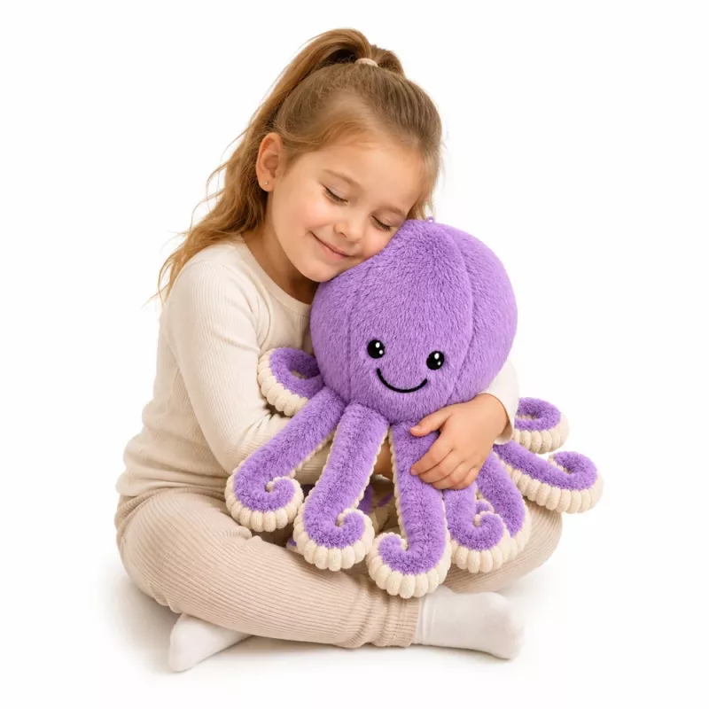 LEAN TOYS Plyšová chobotnica plyšová hračka s elastickými chápadlami fialová 50 cm