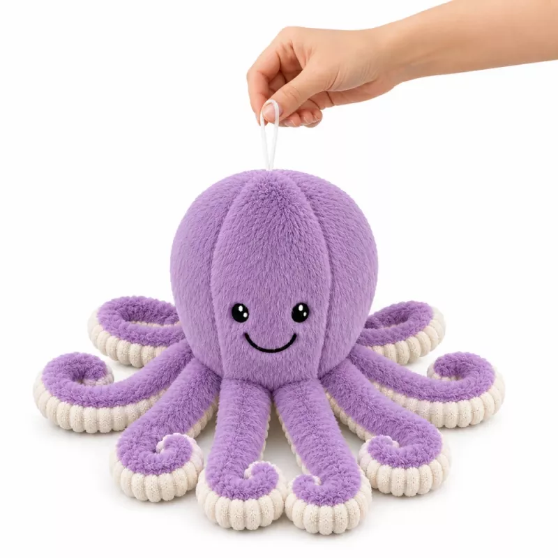 LEAN TOYS Plyšová chobotnica plyšová hračka s elastickými chápadlami fialová 50 cm