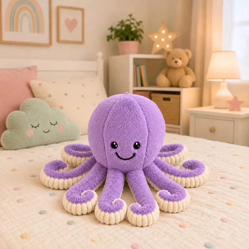 LEAN TOYS Plyšová chobotnica plyšová hračka s elastickými chápadlami fialová 50 cm