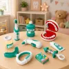 LEAN TOYS Malá zubárska súprava s vibrujúcou zubnou kefkou, modrá, 15 dielov
