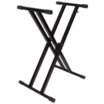 V-TONE DELUXE K1 dvojito vystužený X stojan na klávesy, čierny, nosnosť 45 kg